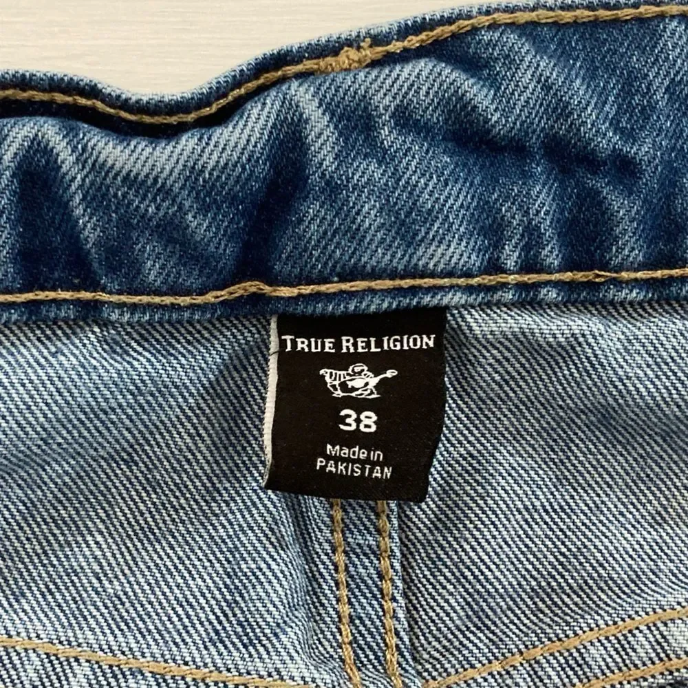 True Religion Jeans Men’s 38 Blue Rocco Relaxed Skinny Distressed Denim